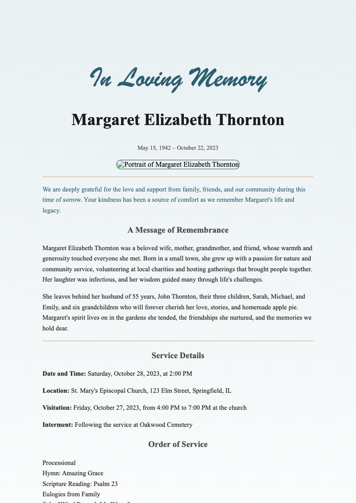 Elegant memorial card with floral design and photo for Jeniffer Roberts_variant_2